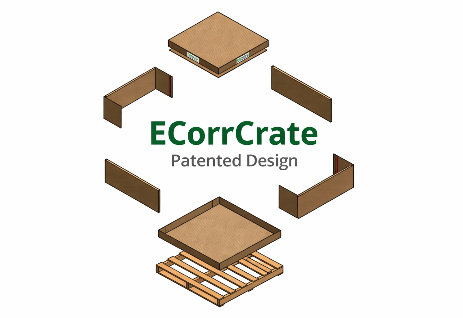 exploded view of ecorrcrate with branding