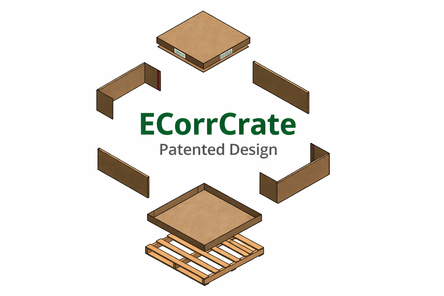 exploded view of ecorrcrate with branding
